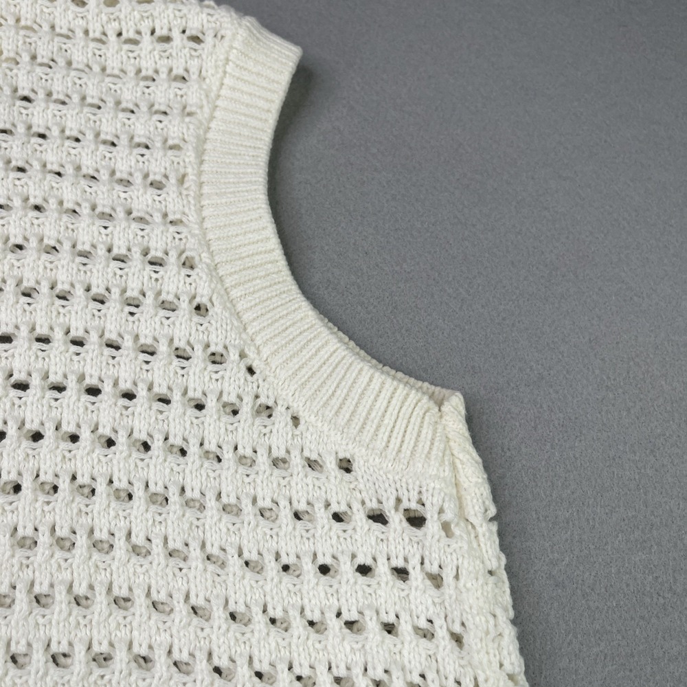 Simply Southern Womens XL Cream Open Knit Sweater Vest 1/4 Zip Sleeveless - Picture 12 of 13